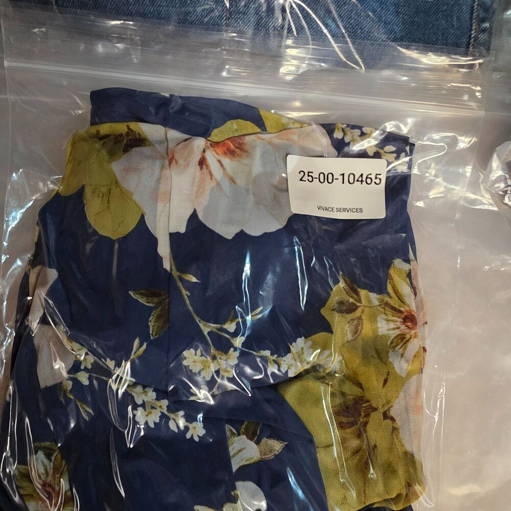Enfocus Studio Womens 6 Blue Floral A‑Line Dress Sleeveless Belted Summer - Picture 16 of 16